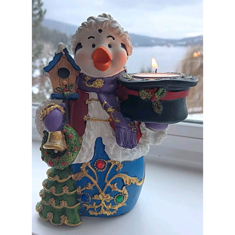 Christmas Decor Penguin Tealight Candle Holder Santa Hat Christmas Tree Bird